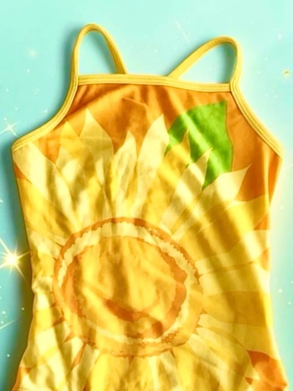Hanna Andersson Swimsuit 🌻Sunflower Cross‑Back One‑Piece Yellow 120 cm 6–7Y